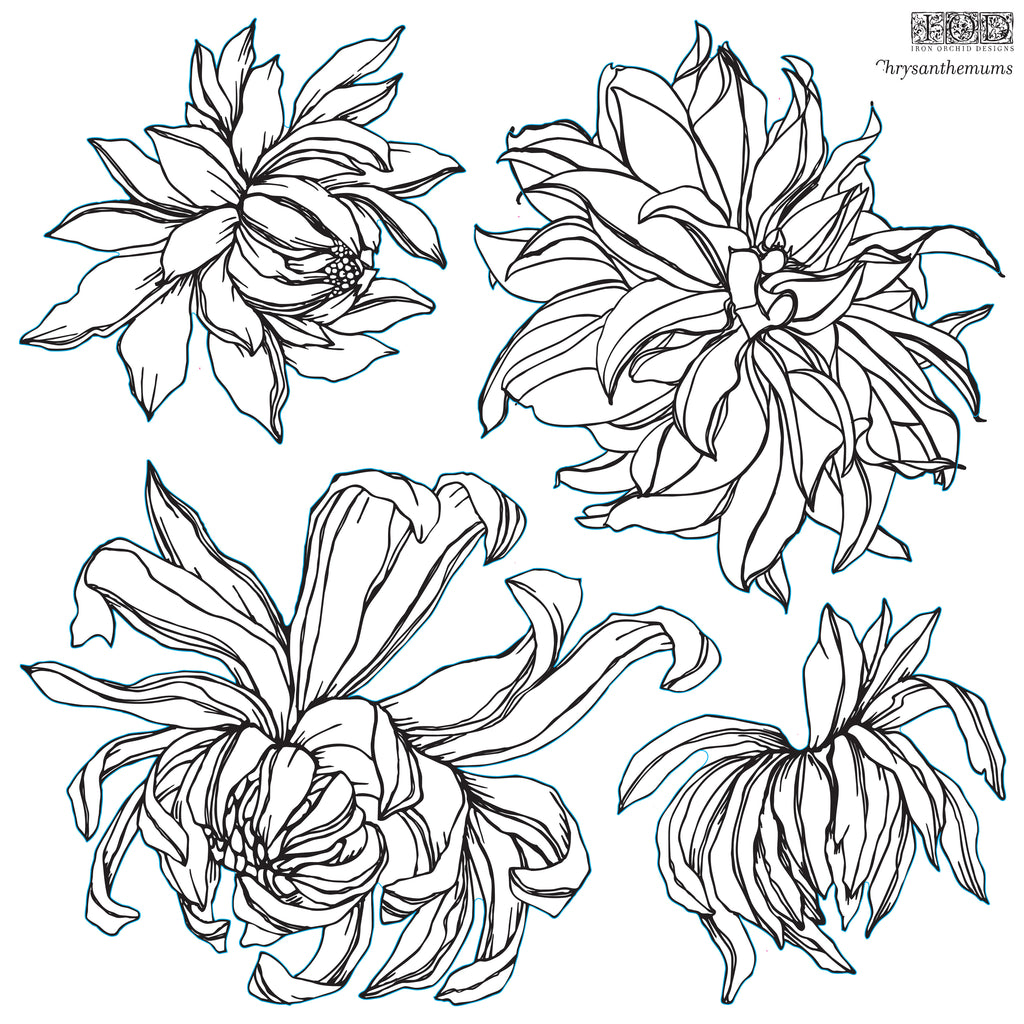 Chrysanthemum  IOD Stamp - Iron Orchid Designs - Accidental ArtMaker