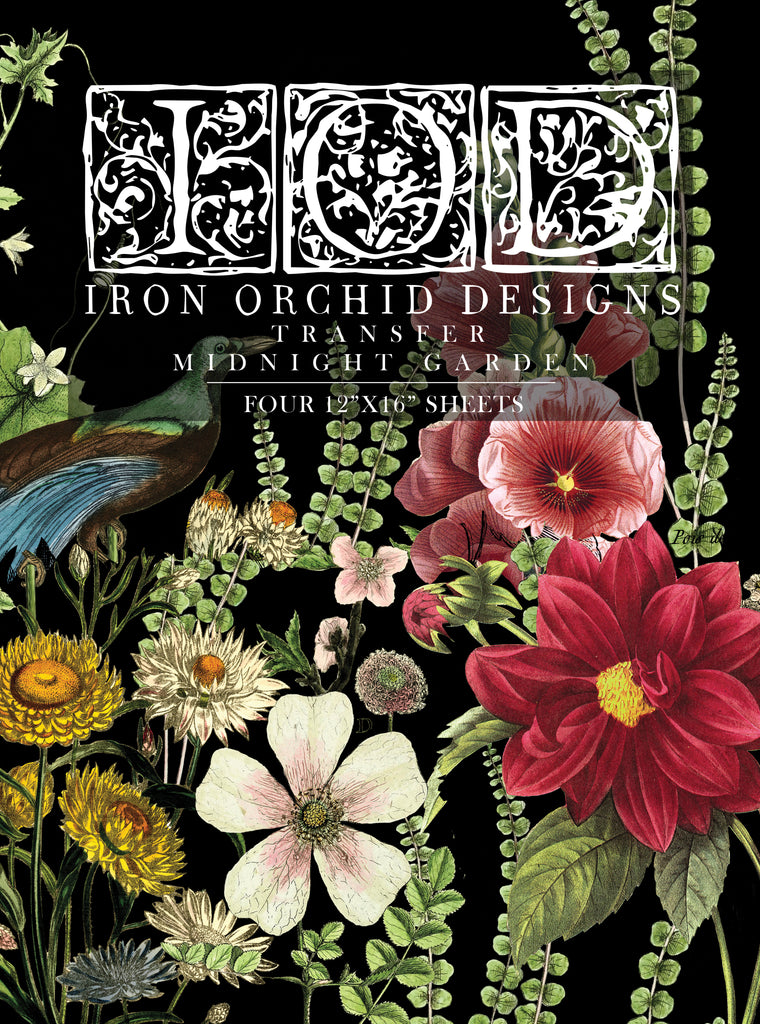 Midnight Garden IOD Transfer 12x16 Pad- Iron Orchid Design - Accidental ArtMaker