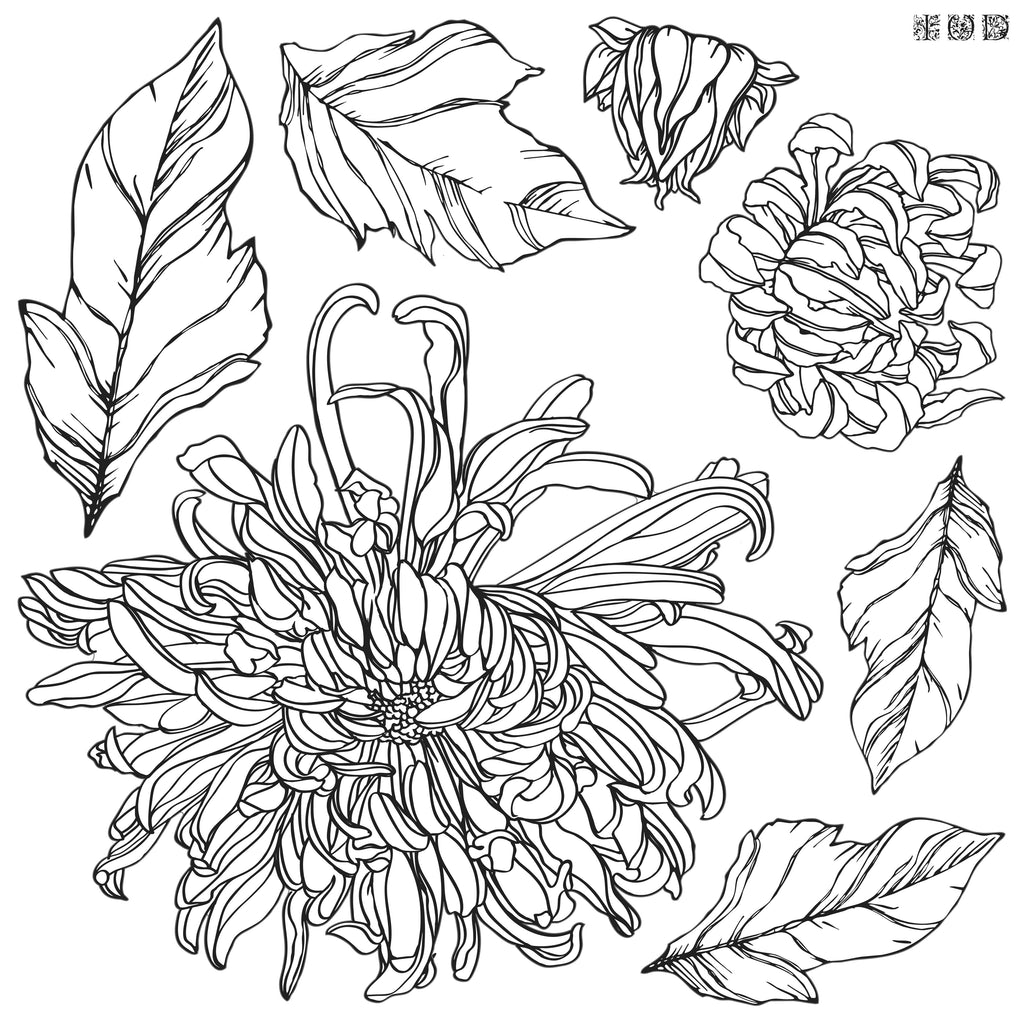 Chrysanthemum  IOD Stamp - Iron Orchid Designs - Accidental ArtMaker