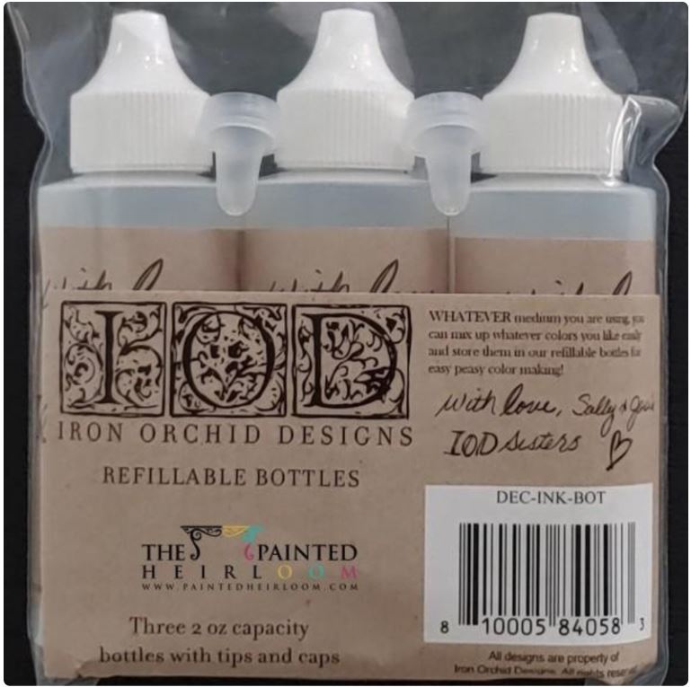 Decor Ink Empty Bottles 2 oz, Set of Three - Iron Orchid Designs - Accidental ArtMaker