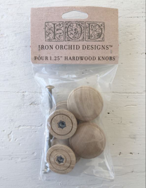 IOD Wooden Knobs 1.25 4 pack - Iron Orchid Designs - Accidental ArtMaker