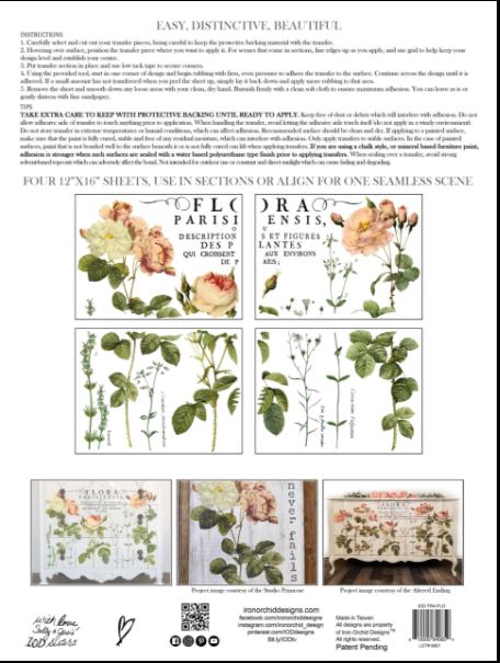 Midnight Garden Decor Transfer™ by IOD (Pad of 4 - 12x16 sheets) - Iron  Orchid Designs